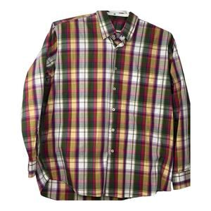 Alan Flusser Plaid Button Down Shirt Men's Size XL